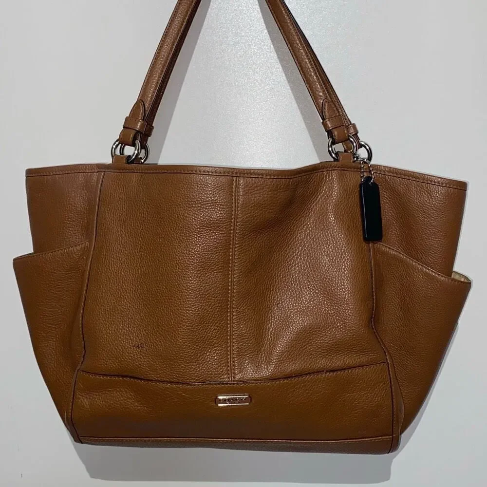 Coach Madison Phoebe Shoulder Bag Saddle‎ Brown Pebbled Leather Tote Handbag